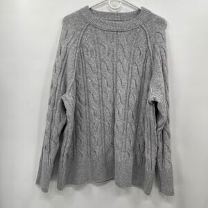Aerie Cable Knit Sweater Grey‎ Crew Neck Long Sleeve Cozy Pullover Women's S